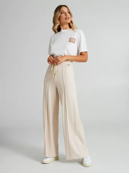 Trousers & Jeans Women Soft Palazzo Trousers Beige Light Reduced