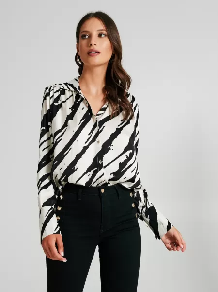 Shirts & Blouses Women Var Black Zebra-Print Shirt Comfortable