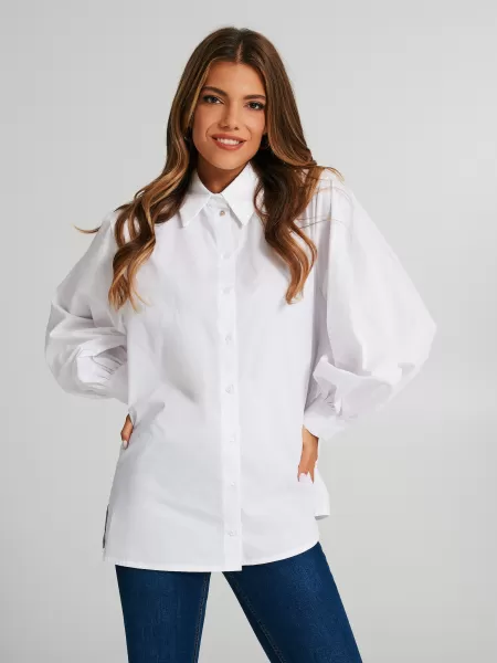 Deal Blouse With Puff Sleeves White Shirts & Blouses Women