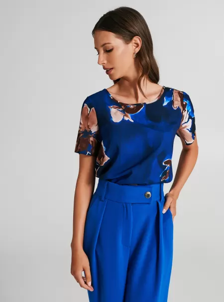 Shirts & Blouses Floral Print Blouse Affordable Women Var Blue China