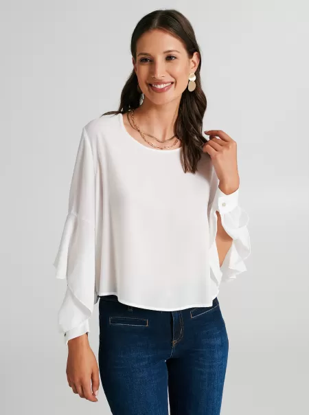 White Women Shirts & Blouses Blouse With Cut-Out Detail On The Sleeves Modern