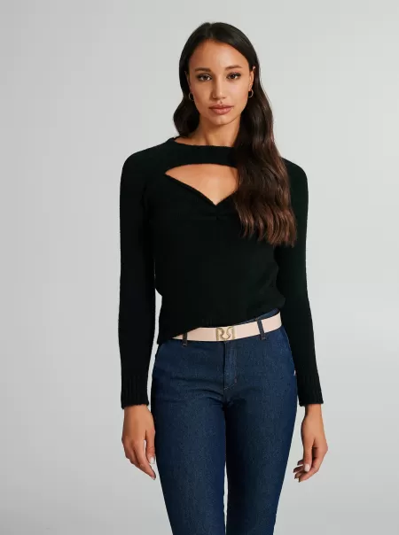Jumper With Cut-Out Detail Perfect Women Black Knitwear