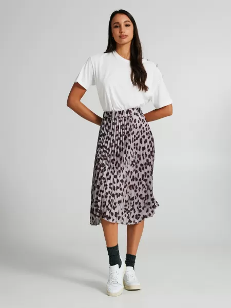 Skirts Var Grey Animal-Print Full Skirt With Pleats Women Durable