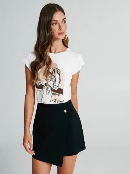 Tops & Tshirts T-Shirt With Girl Print Women Vintage White Cream