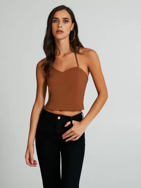 Brown Tops & Tshirts Bargain Top With Sweetheart Neckline Women