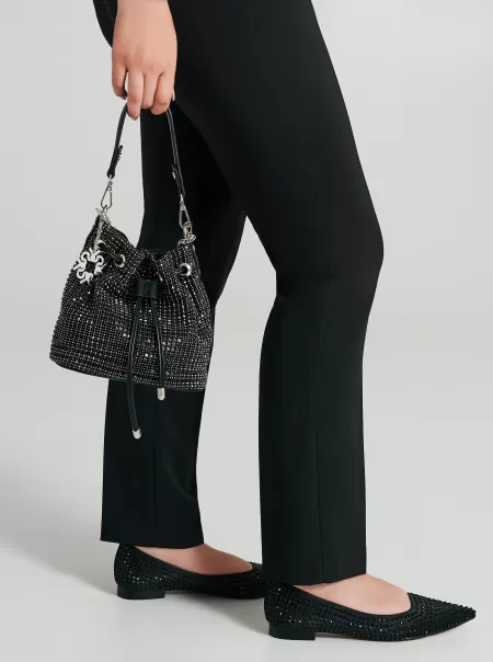 Women Black Bags Luxurious Bucket Handbag