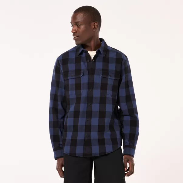 Men Terraformic Ls Button Down Black/Blue Check Oakley T-Shirts
