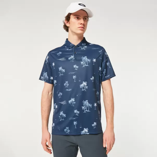 Team Navy Men Oakley Rc Sun Shade Print Polo Shirts
